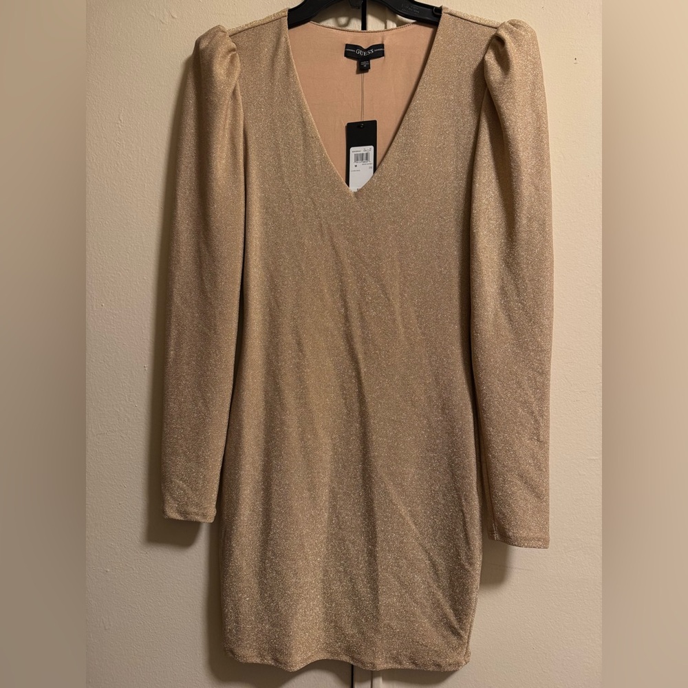 Women’s Guess gold shimmery mini dress size M